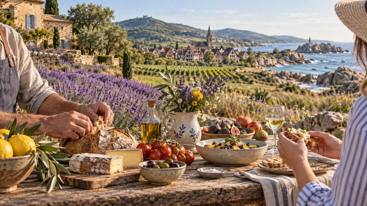 Paysage français invitant à une escapade entre nature, terroir et gastronomie