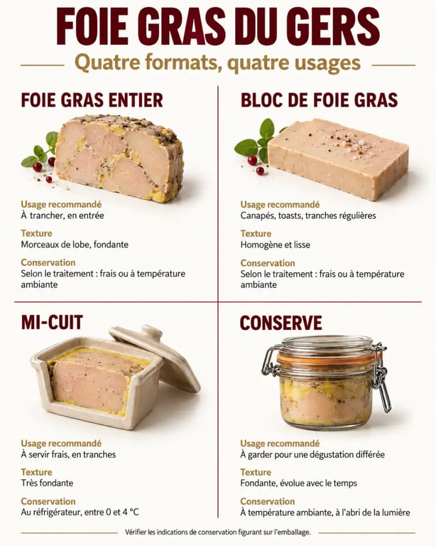 Infographie des formats pour choisir le meilleur foie gras du Gers