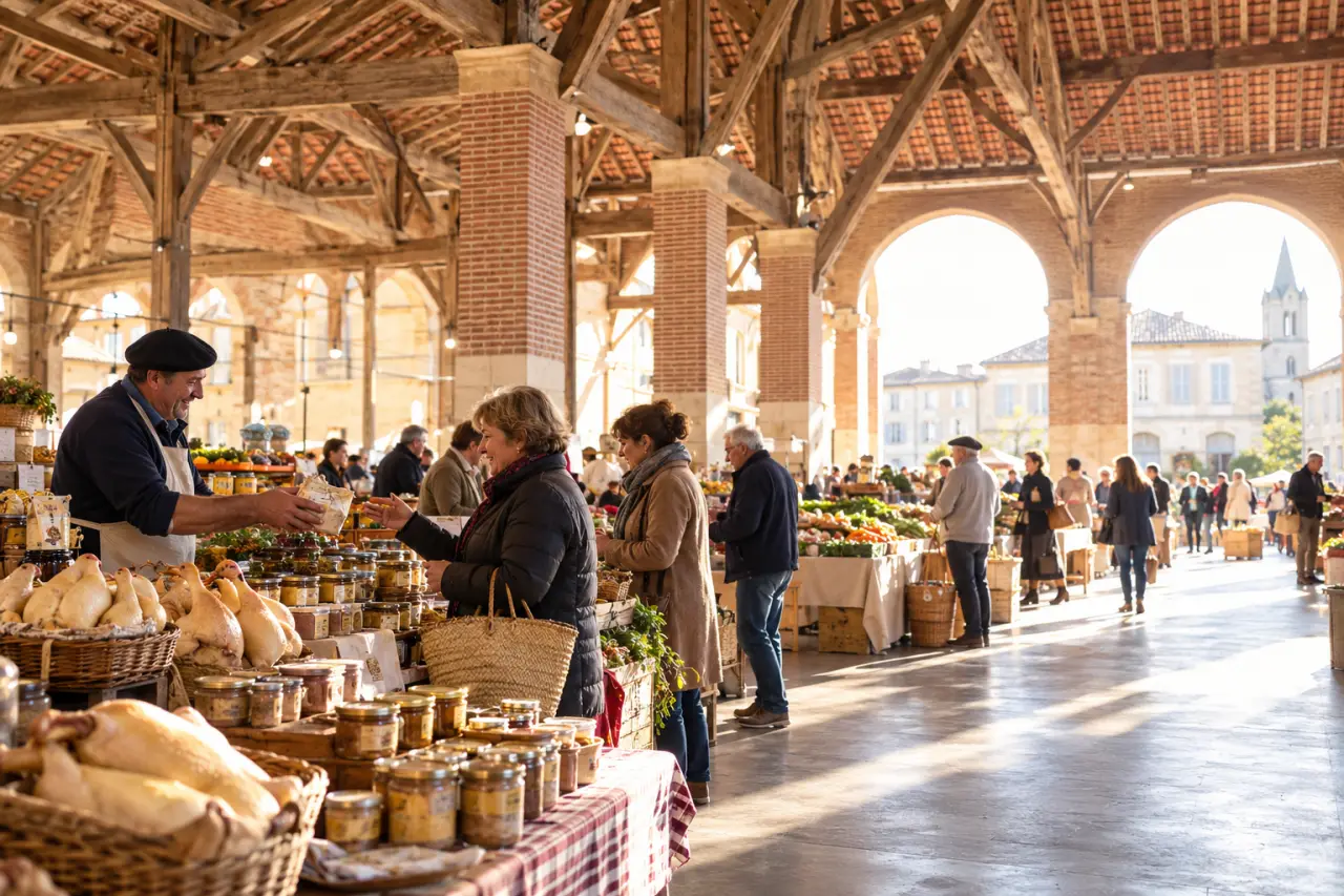 Marché de Samatan, capitale du foie gras Gers, dans la halle au gras