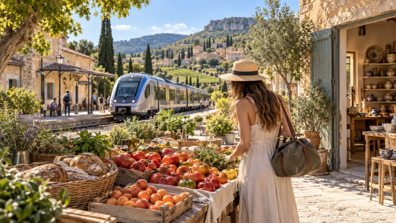 Voyage en train à travers les paysages lumineux de Provence