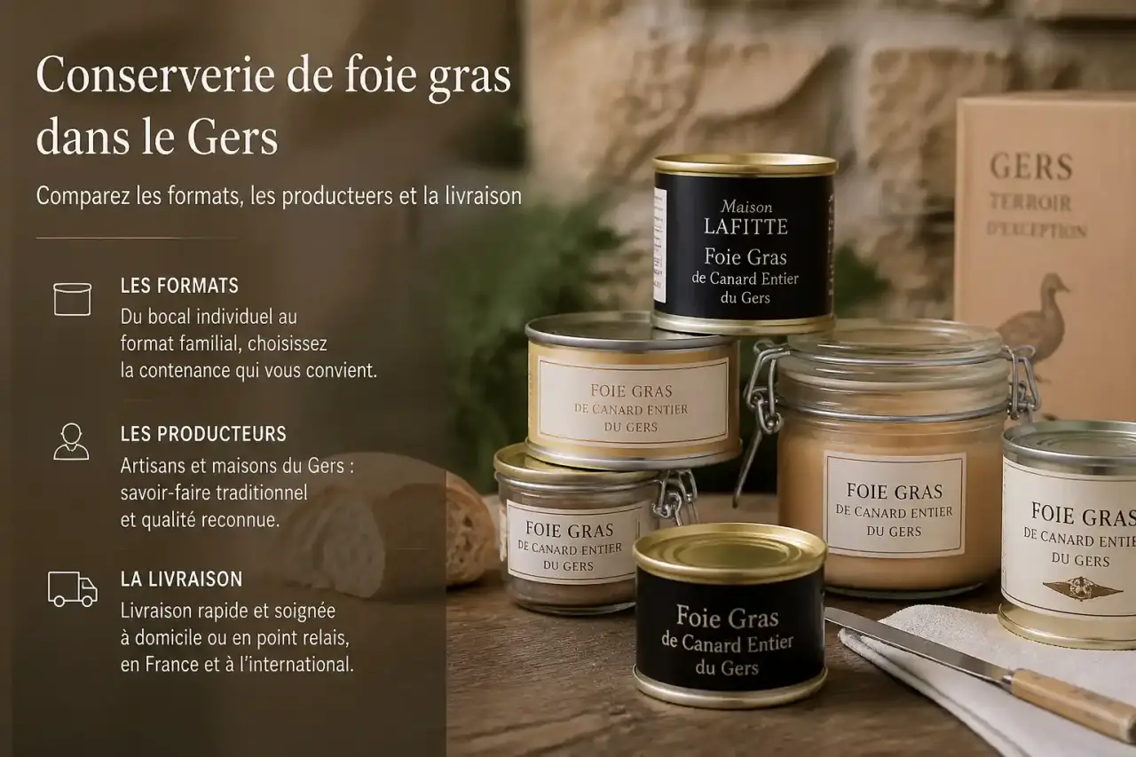 Conserverie de foie gras dans le Gers : comparez les formats, les producteurs et la livraison