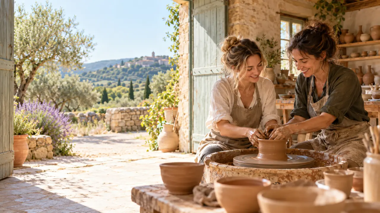 Artisan provençal travaillant dans son atelier, dans une lumière chaleureuse